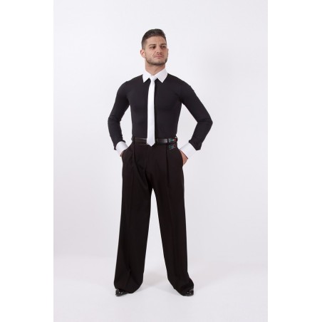 camicia elastica allenamento body Cha cha cha 2 con collo e polsi in cotone