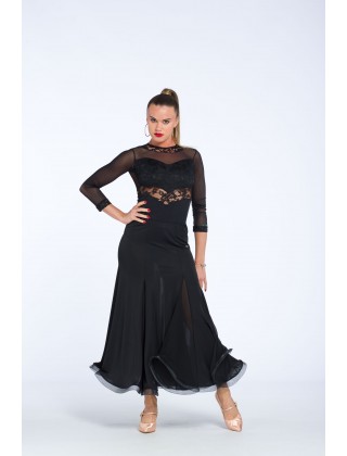 Gonna a spicchi con inserti in chiffon