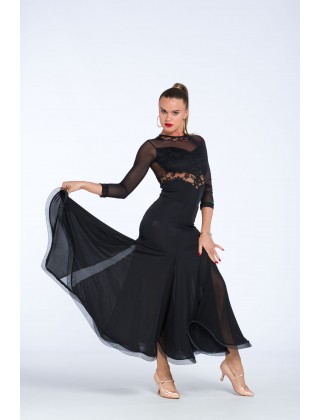 Wedge skirt with chiffon inserts
