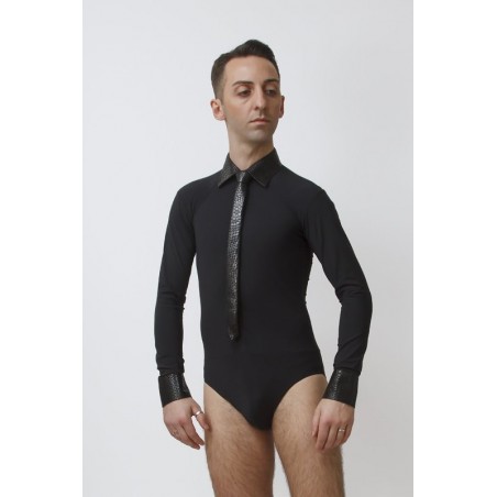 camicia elastica allenamento body Fox Snake con collo e polsi in pelle